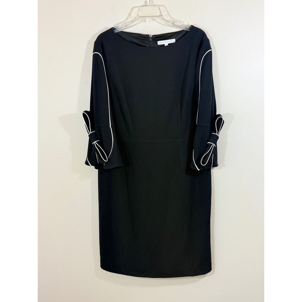 Preston & York Women's Dress Size 14 Black Bell Sleeve Career Office Midi